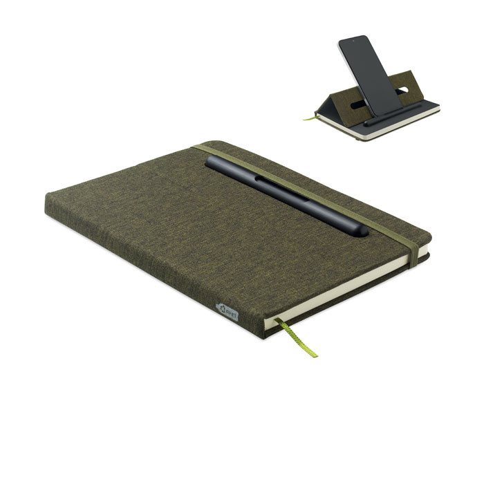 Cahier A5 à personnaliser avec support téléphone Rinbook Vert foncé